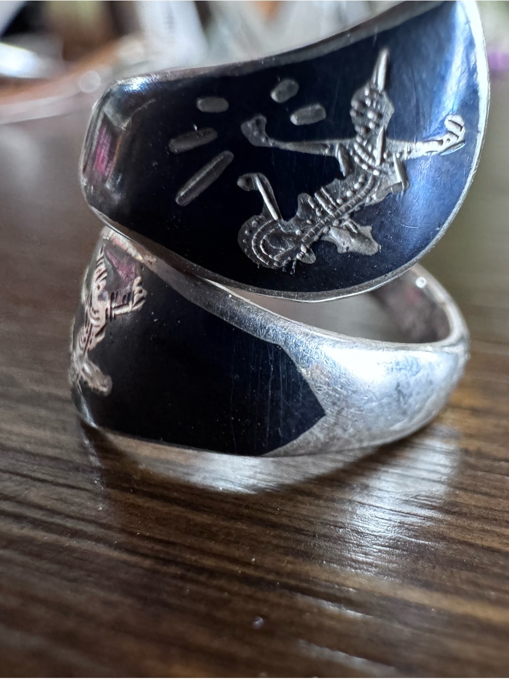 Sterling Black Enamel & Silver Swirl Wrap Ring
